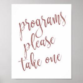 Huwelijksprogramma's, neem er één Roze Gouden Glit Poster