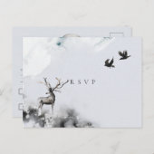 Huwelijksreactie Betoverd Bos Hertenmaan Uitnodiging Briefkaart (Voorkant / Achterkant)