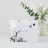 Huwelijksreactie Betoverd Bos Hertenmaan Uitnodiging Briefkaart (Staand voorkant)