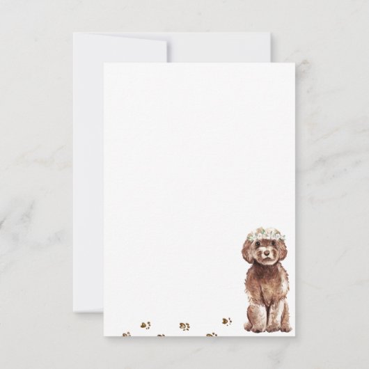 Huwelijksreactie Bruine Cavapoo Hond RSVP Kaartje (Achterkant)