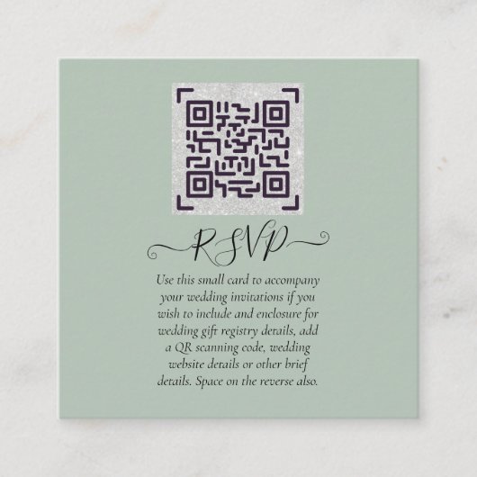Huwelijksreactie Details met QR CODE - ELKE KLEUR Vierkante Visitekaartje (Voorkant)