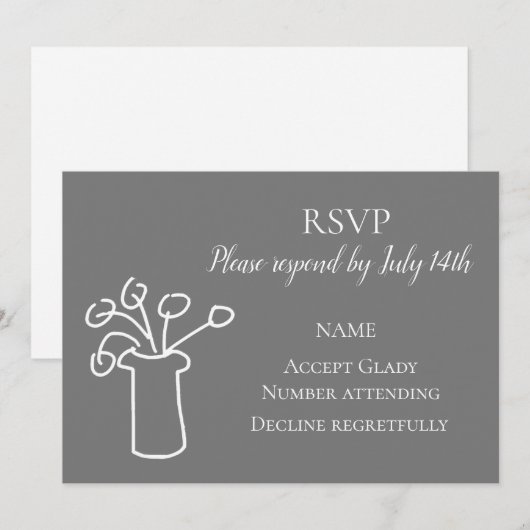 Huwelijksreactie eenvoudige bloem moderne waterver kaart (Voorkant / Achterkant)