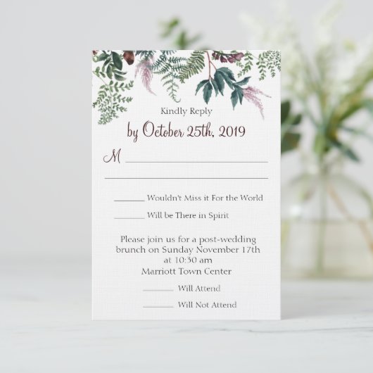 Huwelijksreactie herfstbloemen kaart (Staand voorkant)