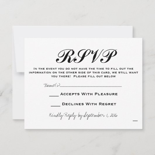 Huwelijksreactie (invullen) kaart (Achterkant)