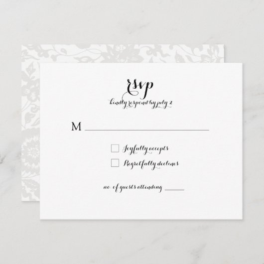 Huwelijksreactie Kaart RSVP *Modern Classic* (Voorkant / Achterkant)