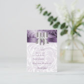 Huwelijksreactie Kaarten Floral Leaf Paarse Bow (Staand voorkant)