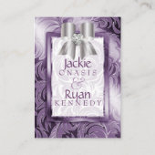 Huwelijksreactie Kaarten Floral Leaf Paarse Bow (Achterkant)