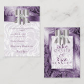 Huwelijksreactie Kaarten Floral Leaf Paarse Bow (Voorkant / Achterkant)