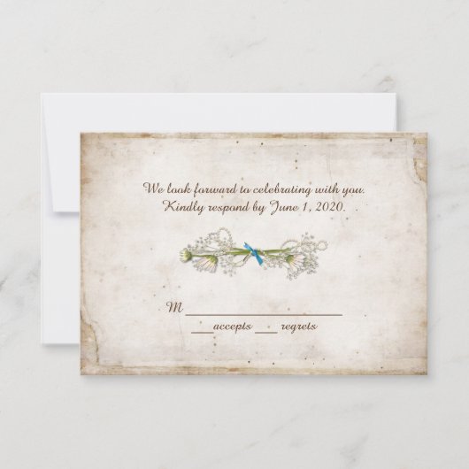 Huwelijksreactie madeliefjesboeket met parels kaart (Voorkant)