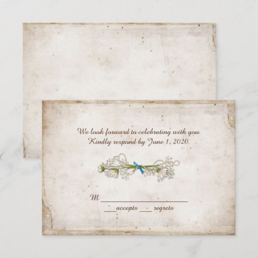 Huwelijksreactie madeliefjesboeket met parels kaart (Voorkant / Achterkant)