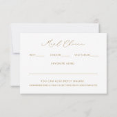 Huwelijksreactie met maaltijdkeuze & favoriete num RSVP kaartje (Achterkant)