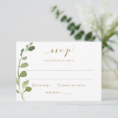 Huwelijksreactie met maaltijdkeuze & nummer Eucaly RSVP Kaartje (Staand voorkant)