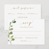 Huwelijksreactie met maaltijdkeuze & nummer Eucaly RSVP Kaartje (Voorkant / Achterkant)