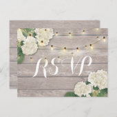 Huwelijksreactie Roestig Hout Hortensia Slingersla Uitnodiging Briefkaart (Voorkant / Achterkant)