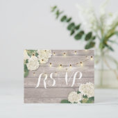 Huwelijksreactie Roestig Hout Hortensia Slingersla Uitnodiging Briefkaart (Staand voorkant)