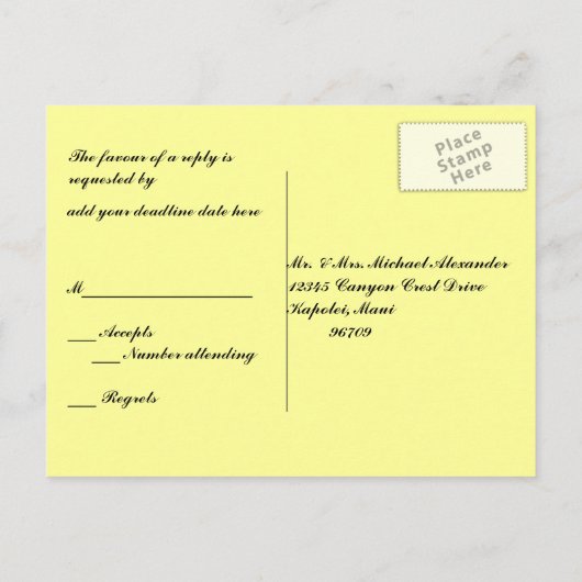 Huwelijksreactie RSVP vlinders Uitnodiging Briefkaart (Achterkant)