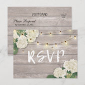 Huwelijksreactie Rustic Hout Hydrangea Slingers Uitnodiging Briefkaart (Voorkant / Achterkant)
