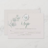 Huwelijksreactie |  Silver Sage Eucalyptus RSVP Kaartje (Voorkant / Achterkant)