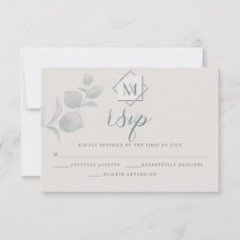 Huwelijksreactie |  Silver Sage Eucalyptus RSVP Kaartje