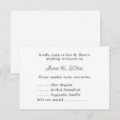 Huwelijksreactie Tekstreactie Met Menuoptie RSVP Kaartje (Voorkant / Achterkant)