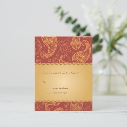 Huwelijksreactie Uitnodiging Paisley Dromen (Staand voorkant)