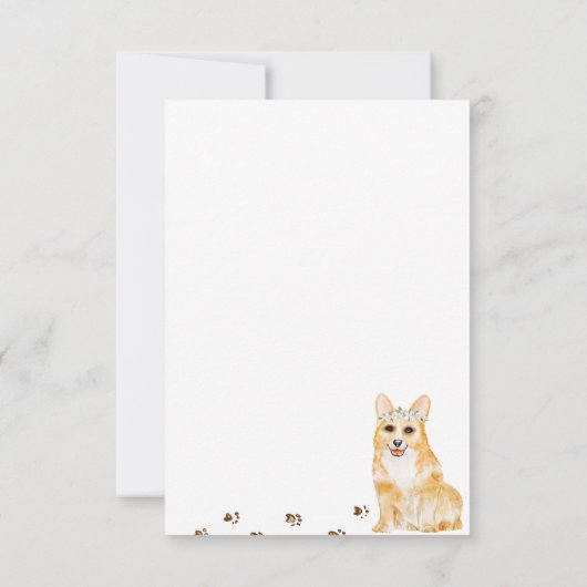 Huwelijksreactie Welkom Corgi Hond RSVP Kaartje (Achterkant)