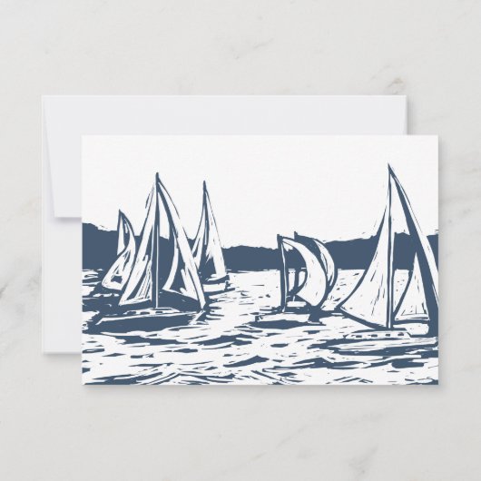 Huwelijksreactie zeilboot in nautische stijl RSVP kaartje (Achterkant)