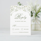 Huwelijksreactiekaart met Baby's Breath Kaart (Staand voorkant)