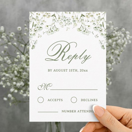 Huwelijksreactiekaart met Baby's Breath Kaart