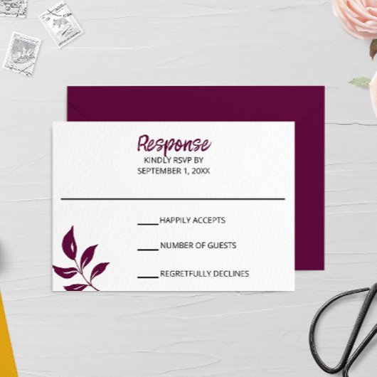 Huwelijksreactiekaart met goudblad RSVP kaartje