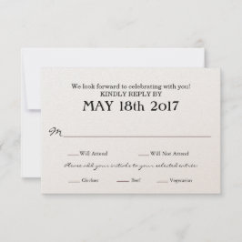 Huwelijksreactiekaart met MAALTIJD selectie RSVP Kaartje