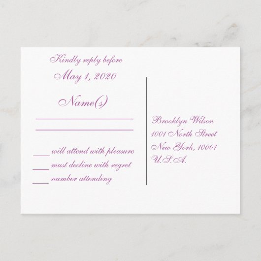 Huwelijksreactiekaart met stralende orchidee uitnodiging briefkaart (Achterkant)