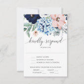 Huwelijksreactiekaart Navy Blooms Kaart (Voorkant)