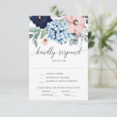 Huwelijksreactiekaart Navy Blooms Kaart (Staand voorkant)