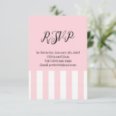 Huwelijksreactiekaart, Roze & Witte Streep Reactie RSVP Kaartje (Staand voorkant)