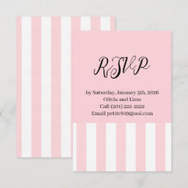 Huwelijksreactiekaart, Roze & Witte Streep Reactie RSVP Kaartje