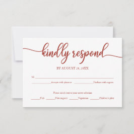 Huwelijksreactiekaart Terracotta Calligrafie RSVP Kaartje