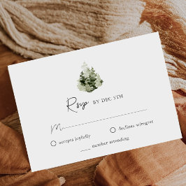 Huwelijksreactiekaart voor bergdennenbos RSVP kaartje