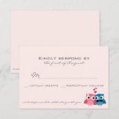 Huwelijksreactiekaart voor bruidegomuil en bruidui RSVP kaartje (Voorkant / Achterkant)