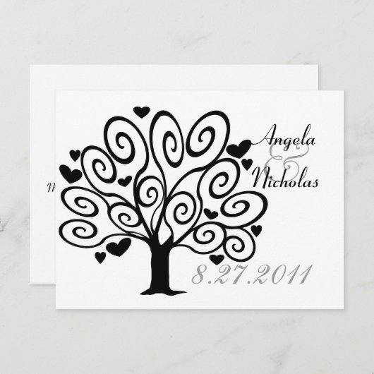 Huwelijksreactiekaart Vriendschapsboom Uitnodiging Briefkaart (Voorkant / Achterkant)