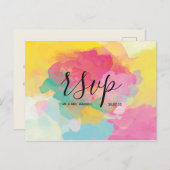 Huwelijksreactiekaart Waterverf Script Postkaart Uitnodiging Briefkaart (Voorkant / Achterkant)