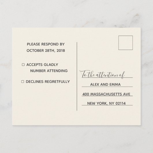 Huwelijksreactiekaart Waterverf Script Postkaart Uitnodiging Briefkaart (Achterkant)