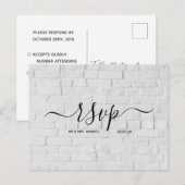 Huwelijksreactiekaart | Witte baksteen script brie Uitnodiging Briefkaart (Voorkant / Achterkant)