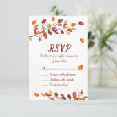Huwelijksreactiekaarten met herfstbladeren RSVP kaartje (Staand voorkant)