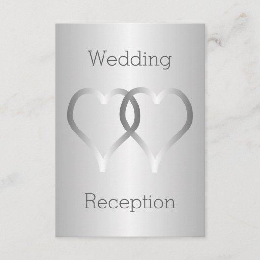 Huwelijksreceptie behuizing Kaart Silver Hearts (Voorkant)