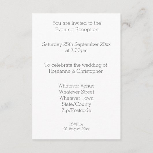 Huwelijksreceptie behuizing Kaart Silver Hearts (Achterkant)