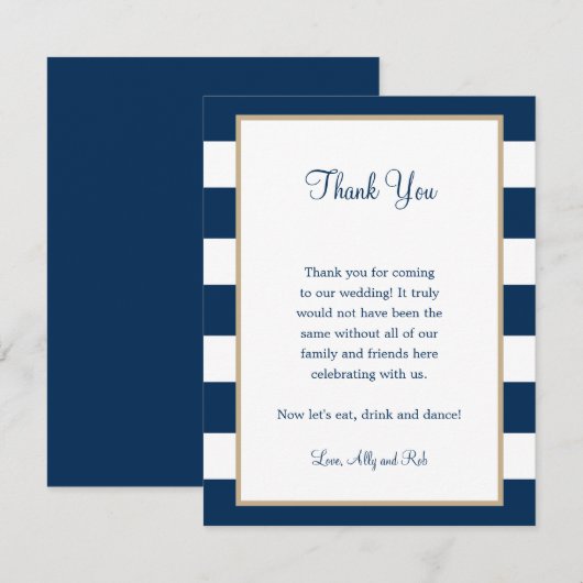 Huwelijksreceptie Dankkaart Kaart (Voorkant / Achterkant)