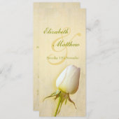 Huwelijksreceptie diner menu met witte rozenknop kaart (Voorkant / Achterkant)