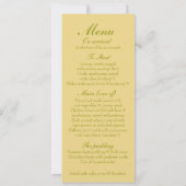 Huwelijksreceptie dinermenu met witte roos knop kaart (Achterkant)