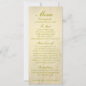 Huwelijksreceptie dinermenu met witte roos knop kaart (Achterkant)